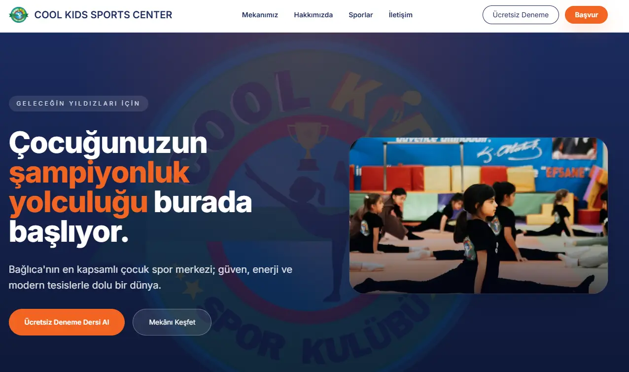 Cool Kids Sports Center web sitesi ekran görüntüsü