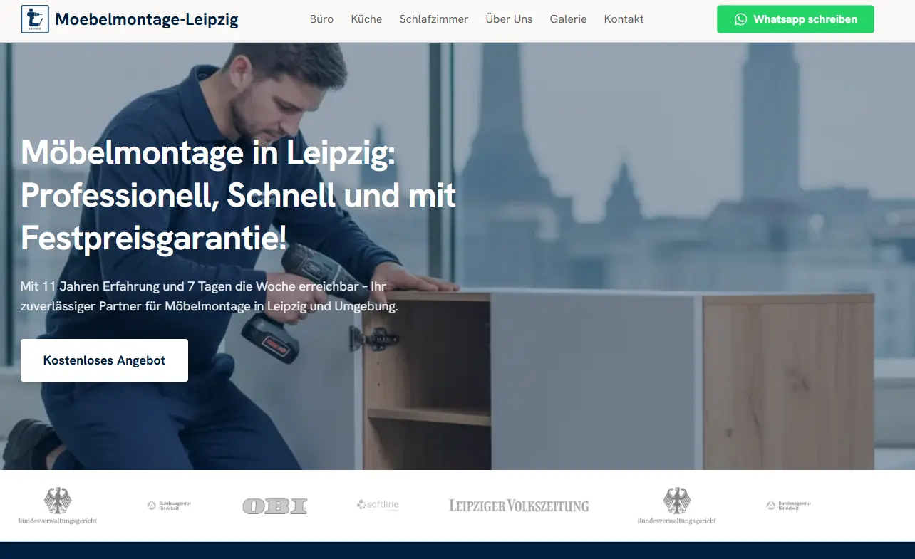 Möbel Montage Leipzig web sitesi ekran görüntüsü