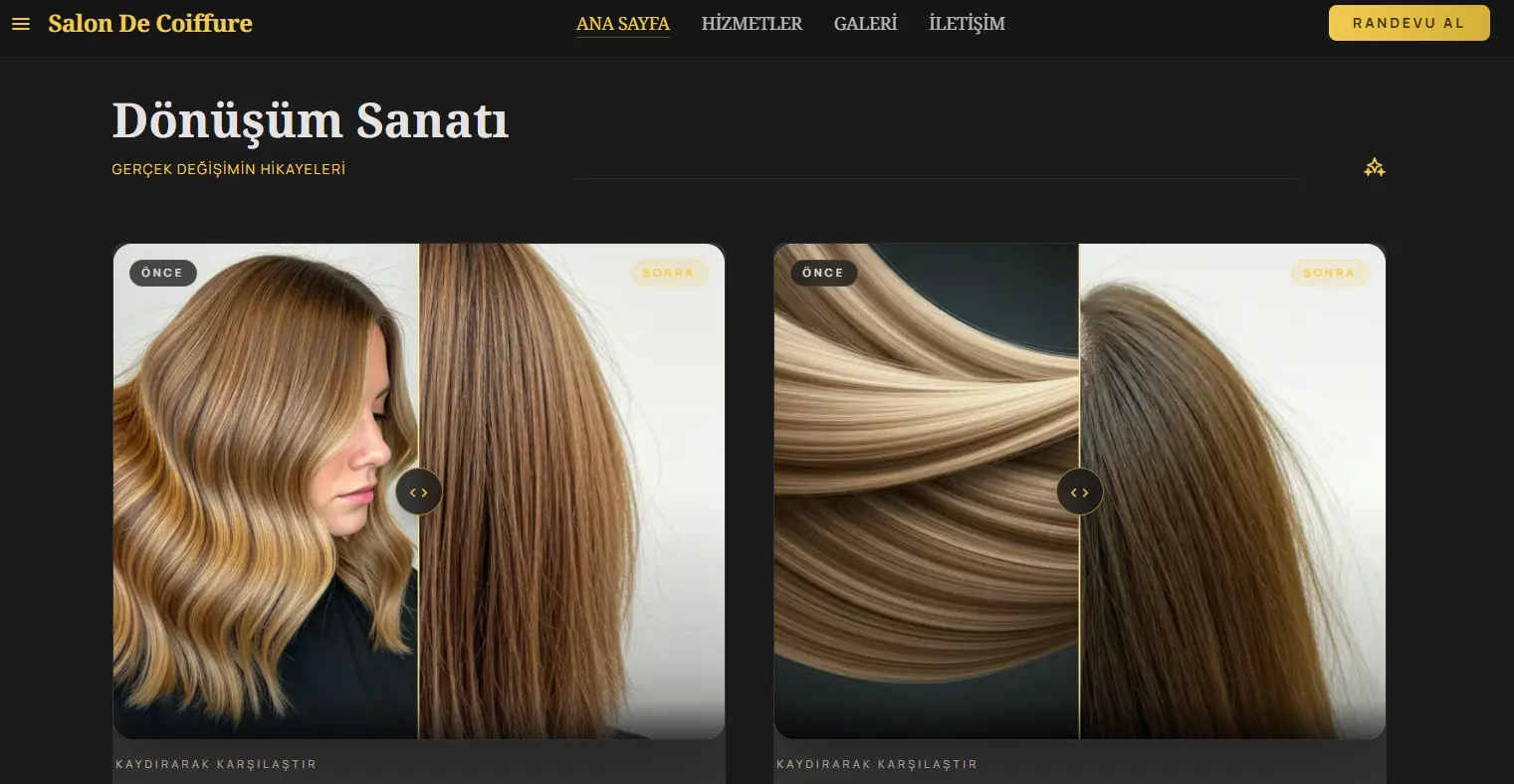 Salon De Coiffure web sitesi ekran görüntüsü